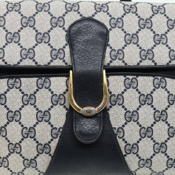 GUCCI GG Supreme Shoulder Bag Pvc Leather Navy Gold - Picture 14 of 16